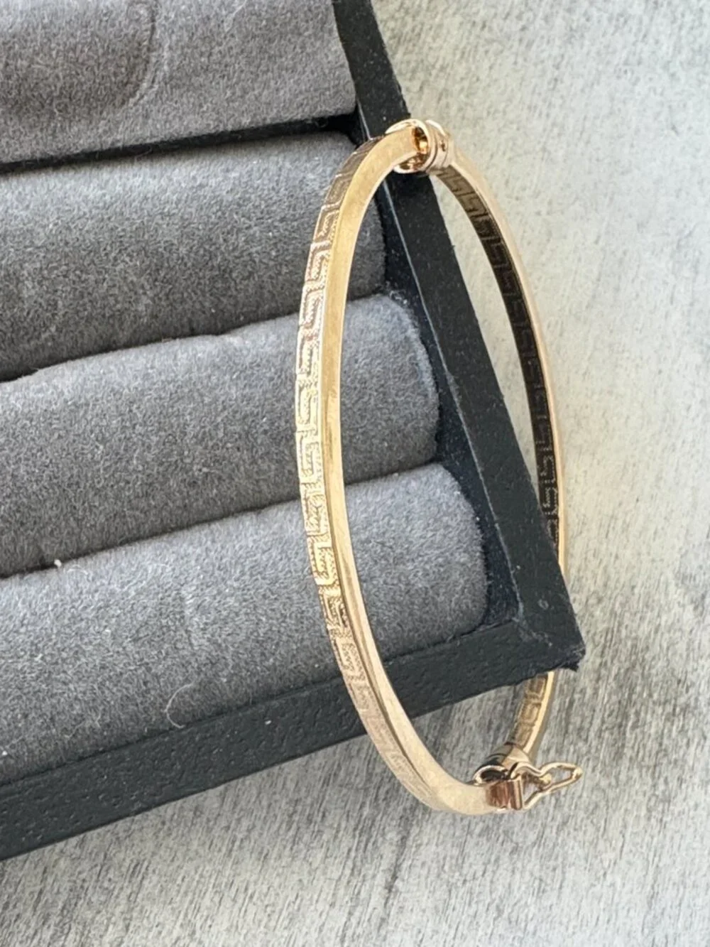 MIA FIORE Gold Plated Bronze Greek Key Dyadema Bangle Bracelet